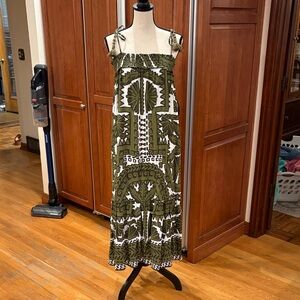 Olive Green Tribal Print Maxi Dress